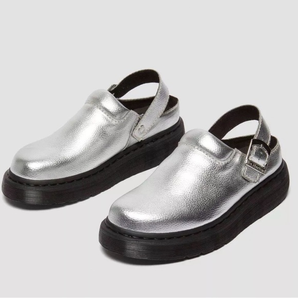 Dr. Martens Silver Mules NWOT Sz 7